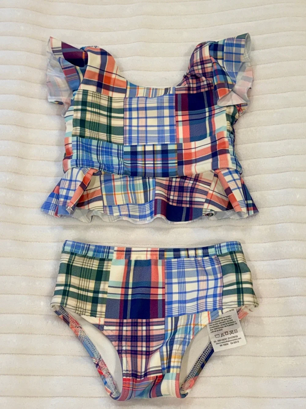 abercrombie kids Multi-Color Plaid Ruffle Two-Piece Swimsuit 6 months